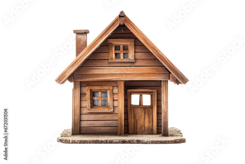 wooden house on isolated transparent background