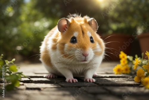 AI generated illustration of A small  brown and white hamster
