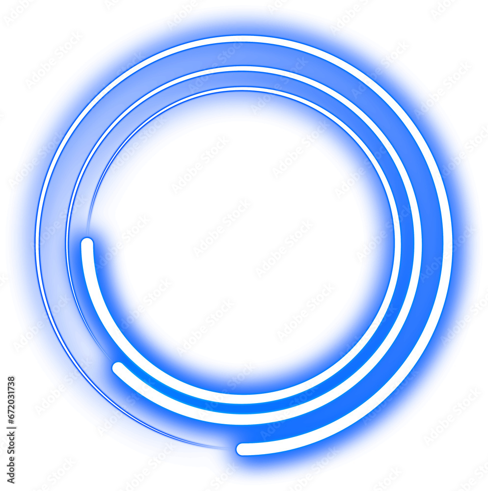 Fototapeta premium Blue Glowing Neon Circle Border Frame