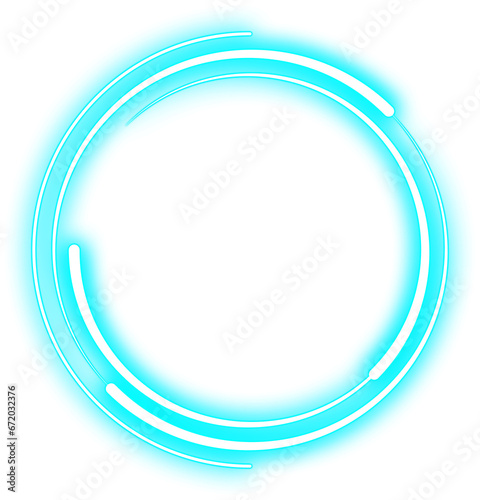Turquoise Glowing Neon Circle Border Frame 
