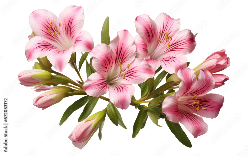 Graceful Splendor Embracing the Beauty of Alstroemeria Blooms on White or PNG Transparent Background.