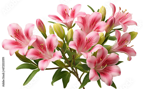Nature Palette Alstroemeria Flowers in Full Bloom on White or PNG Transparent Background.
