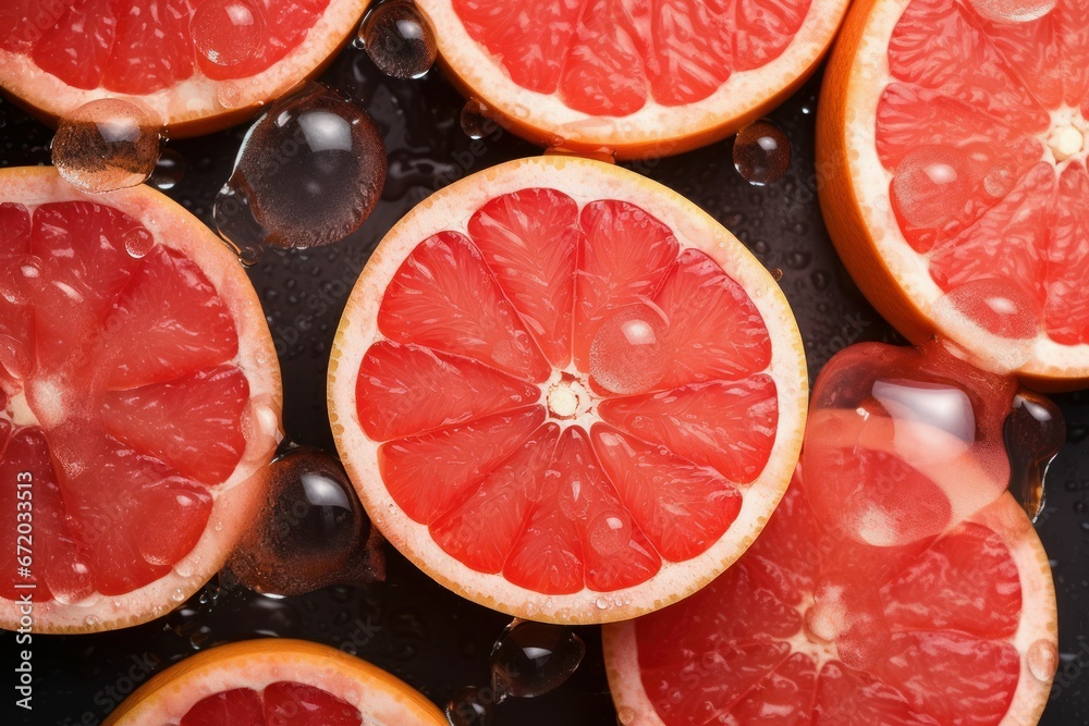 AI generated illustration of fresh red oranges covered in water droplets AI generated illustration of fresh red oranges covered in water droplets