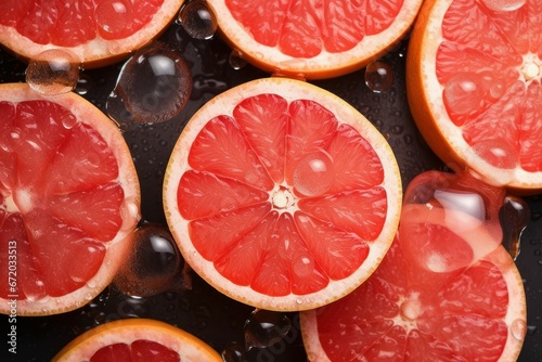 AI generated illustration of fresh red oranges covered in water droplets