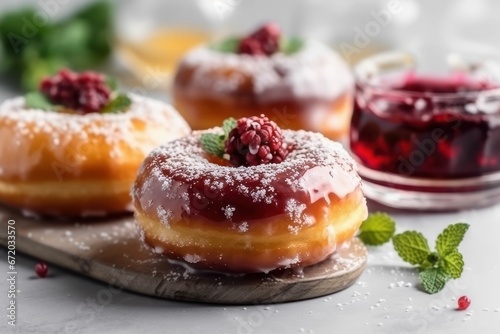 AI generated illustration of freshly baked donuts with berries