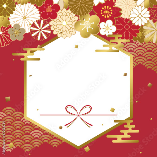 和風花柄の背景素材（正方形）