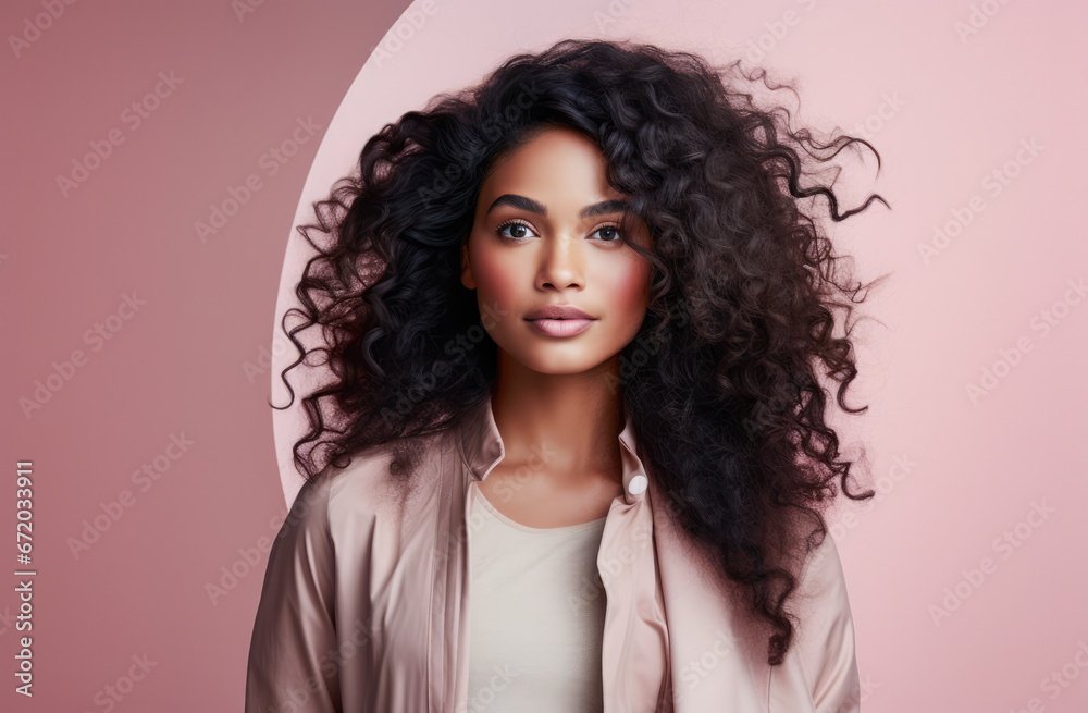 Portrait of a young beautiful African American woman with long hair Portrait of a young beautiful African American woman with long hair