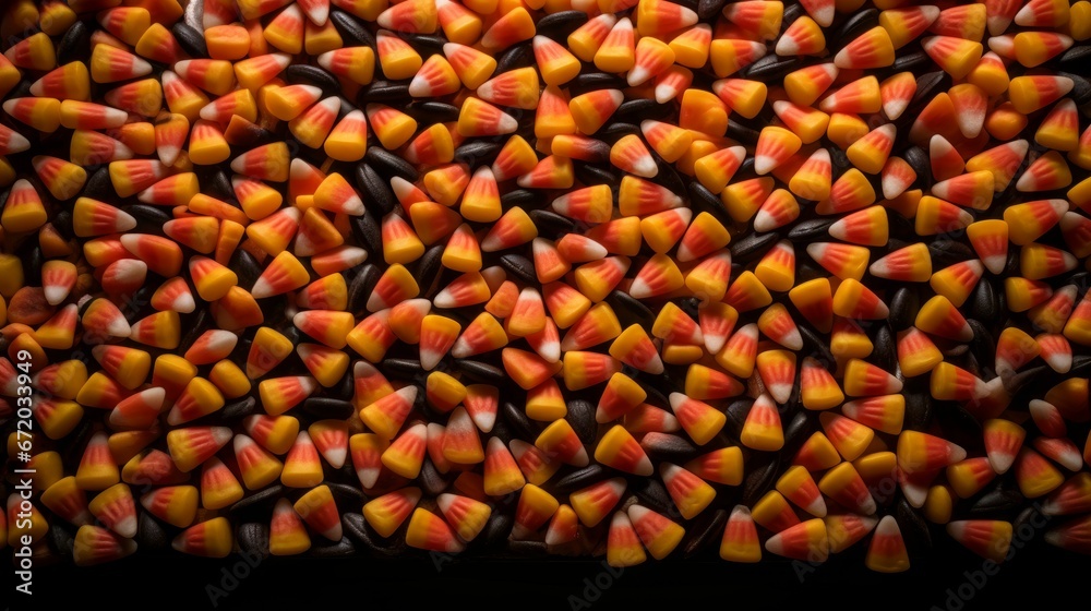 Fototapeta premium AI generated illustration of Aa pile of orange and yellow candy corn