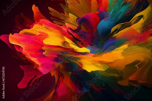 AI generated illustration of an abstract artwork with colorful paint splashes