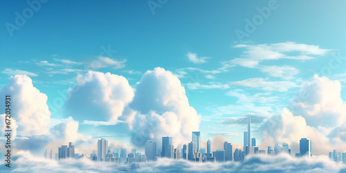 Cityscape with Clouds and Background,,Cityscape Against Cloudy Horizon