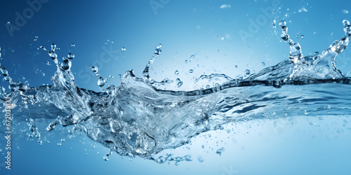 Water splash isolated on blue backgroundwater splash, isolated, blue background, liquid, droplets,High-Speed Water Droplets in Isolation