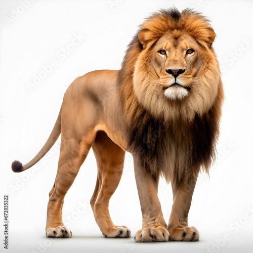 AI generated illustration of a lion on a white background