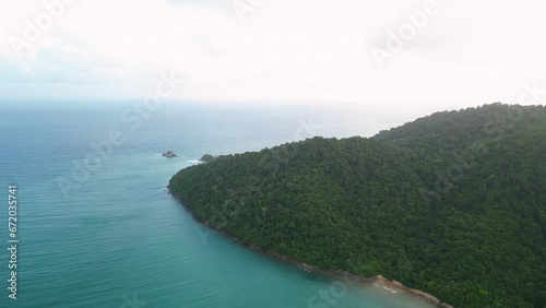 Aerial view of tropical coast rain forest at Koh Lanta national park, Thailand photo