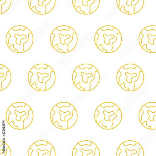 Digital png illustration of yellow pattern of repeated globes on transparent background