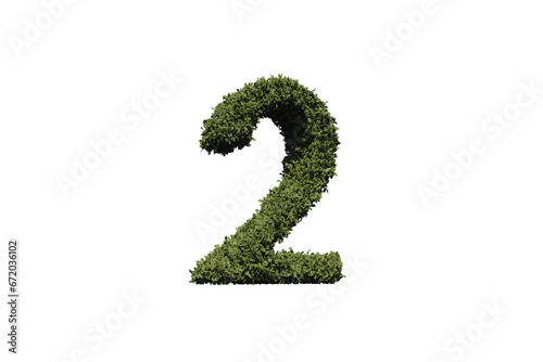 Digital png illustration of 2 number with grass on transparent background