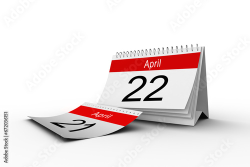 Digital png illustration of calendar with 21 and 22 april cards on transparent background
