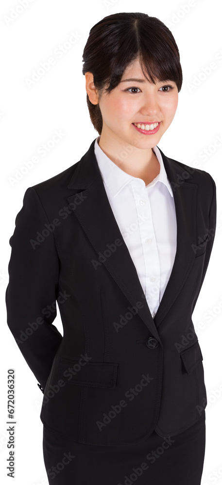Digital png photo of happy asian businesswoman looking ahead and smiling on transparent background Digital png photo of happy asian businesswoman looking ahead and smiling on transparent background