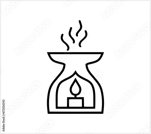 Aroma lamp icon isolated. Oriental design element. Hand drawn sketch. Doodle vector stock illustration. EPS 10