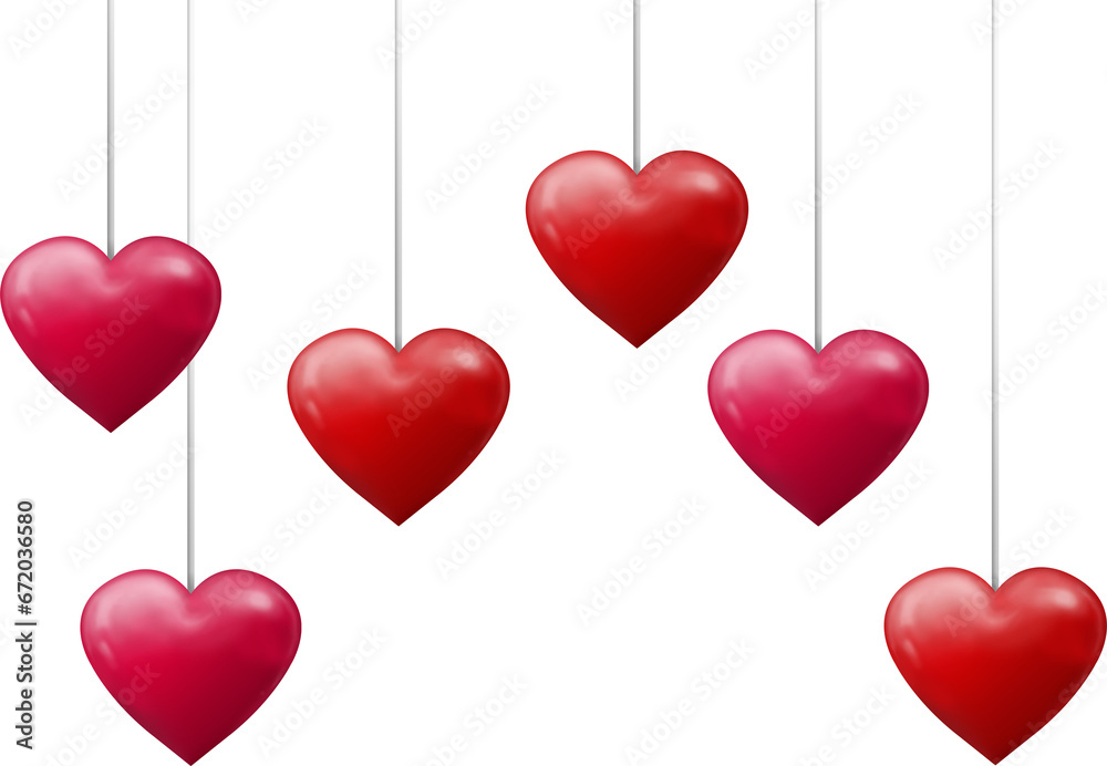 Digital png illustration of red hearts on strings on transparent background Digital png illustration of red hearts on strings on transparent background