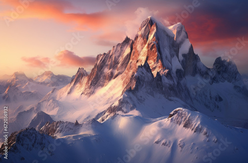 a beautiful image of the snow covered mountains in the dolomites © Kien