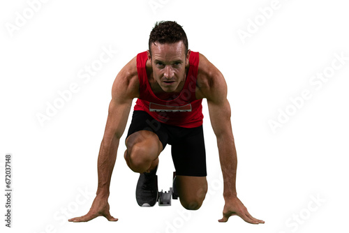 Digital png photo of caucasian male runner sweating on transparent background