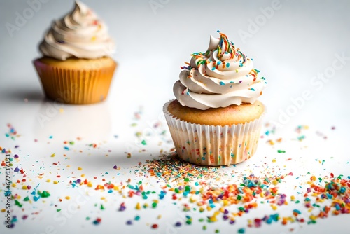 cupcakes with sprinkles on floor photo