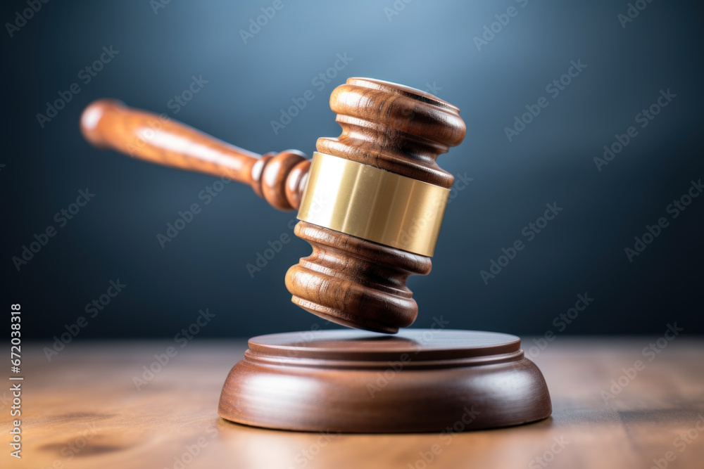 Wooden judge's gavel symbolizing law and justice on a table. Wooden judge's gavel symbolizing law and justice on a table.