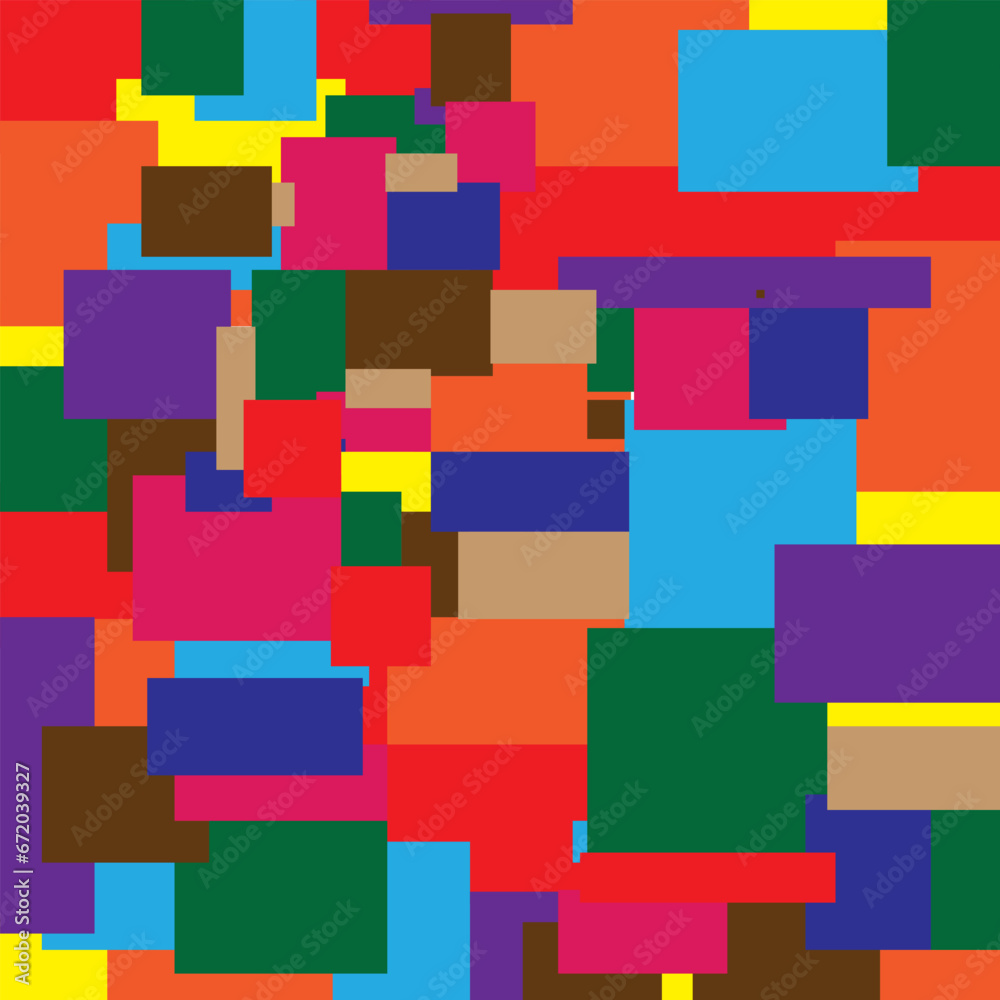Trendy vibrant colors vector block illustration with abstract colorful square. Simple mosaic pattern.