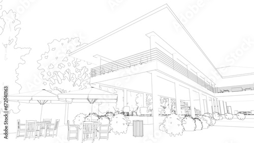 3D illustration of coffee shop