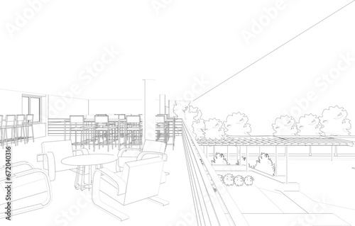 3D illustration of coffee shop