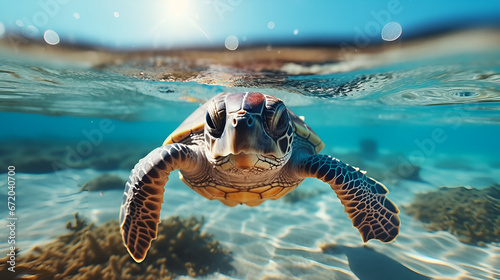 turtle in the water photo