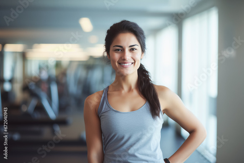 Young sporty woman doing sport in the gym center, run on treadmill . Healthy lifestyle © zamuruev