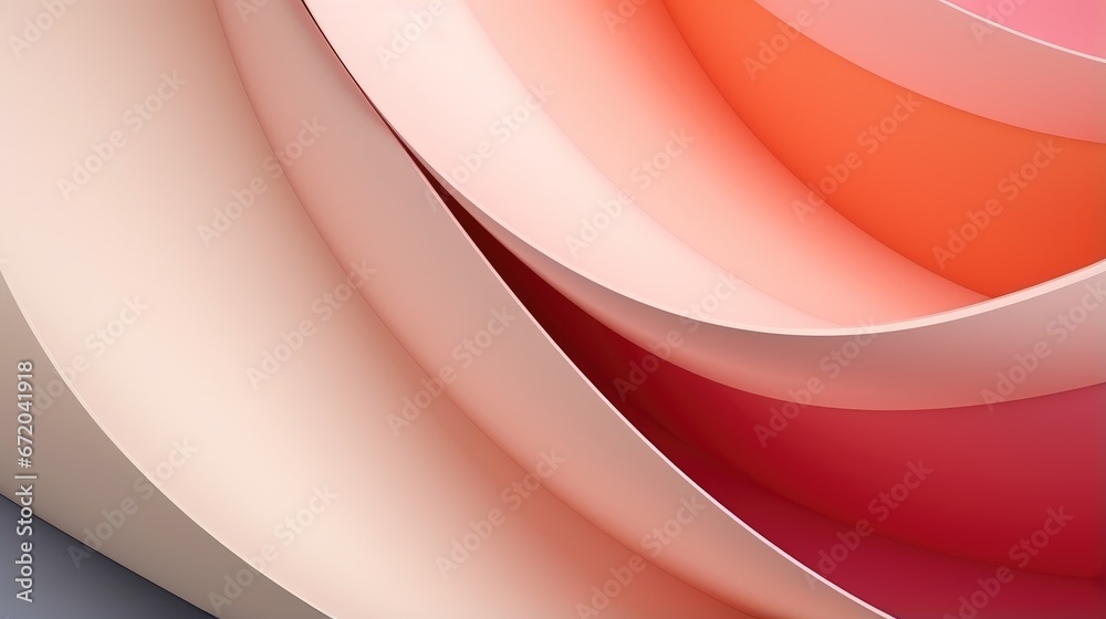 Macro photo. Abstract minimalistic background - paper art. Waves, paper cut. Single Frame from sheets of paper illuminated by neon light. Minimalism, copyspace. 3D effect.