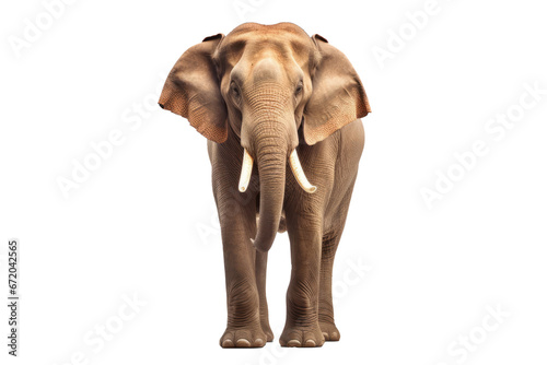 Elephant standing - Thailand. Full-length image of an Asian elephant standing on transparent background ,generative ai