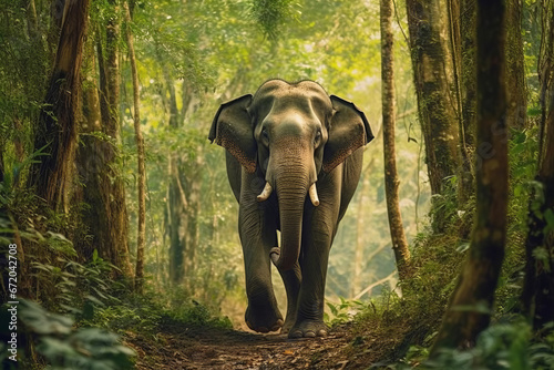 Elephant standing - Thailand. Full-length image of an Asian elephant standing ,generative ai