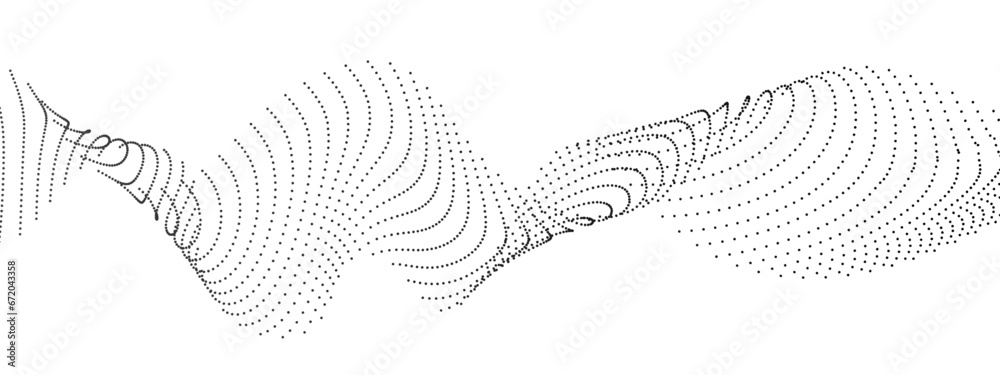 Abstract halftone flowing wavy colorful gradient dots shape isolated on ...