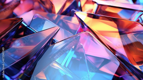 colorful glass 3d object, abstract wallpaper background 