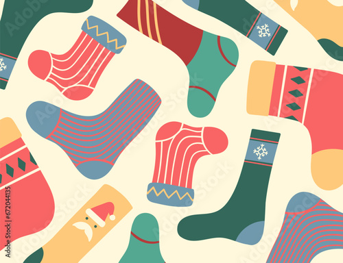 Variety christmas socks background for brochure banner and publication.