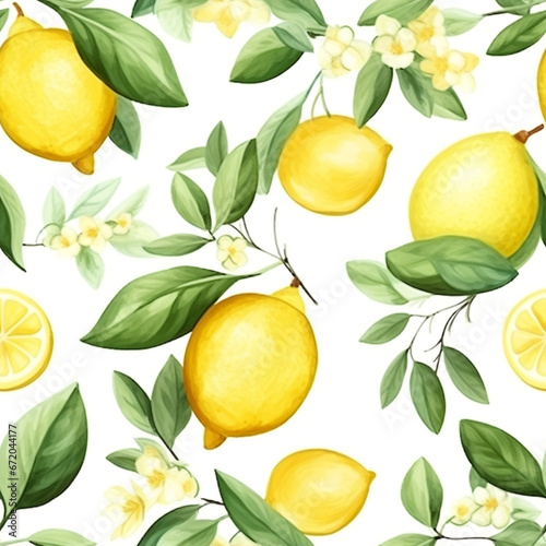 Vibrant Watercolor Lemon Seamless Pattern Wallpaper