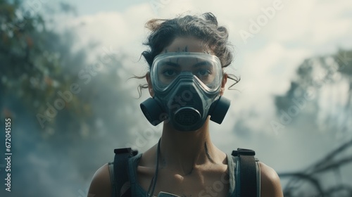 person with gas mask photo