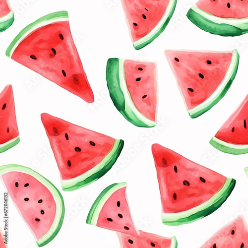 Watercolor Watermelon Seamless Pattern Vibrant Wallpaper