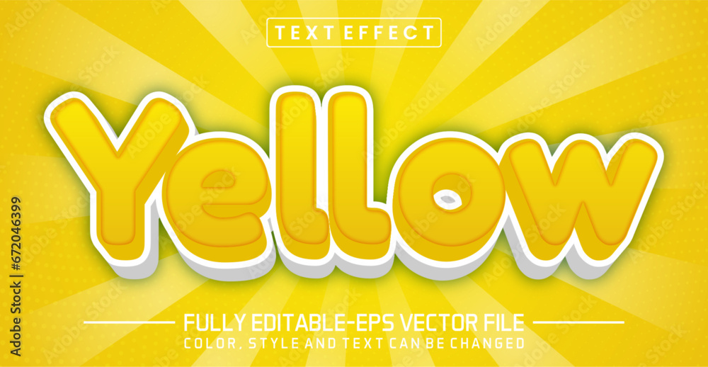 3d Yellow editable text effect - obrazy, fototapety, plakaty 
