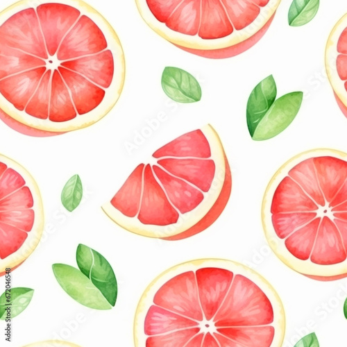 Watercolor Grapefruit Seamless Pattern Wallpaper Background