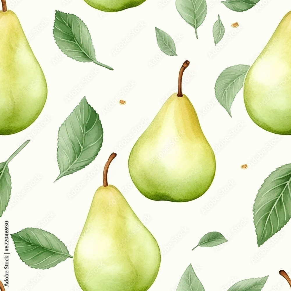 Watercolor Pear Seamless Pattern Beautiful Wallpaper Watercolor Pear Seamless Pattern Beautiful Wallpaper