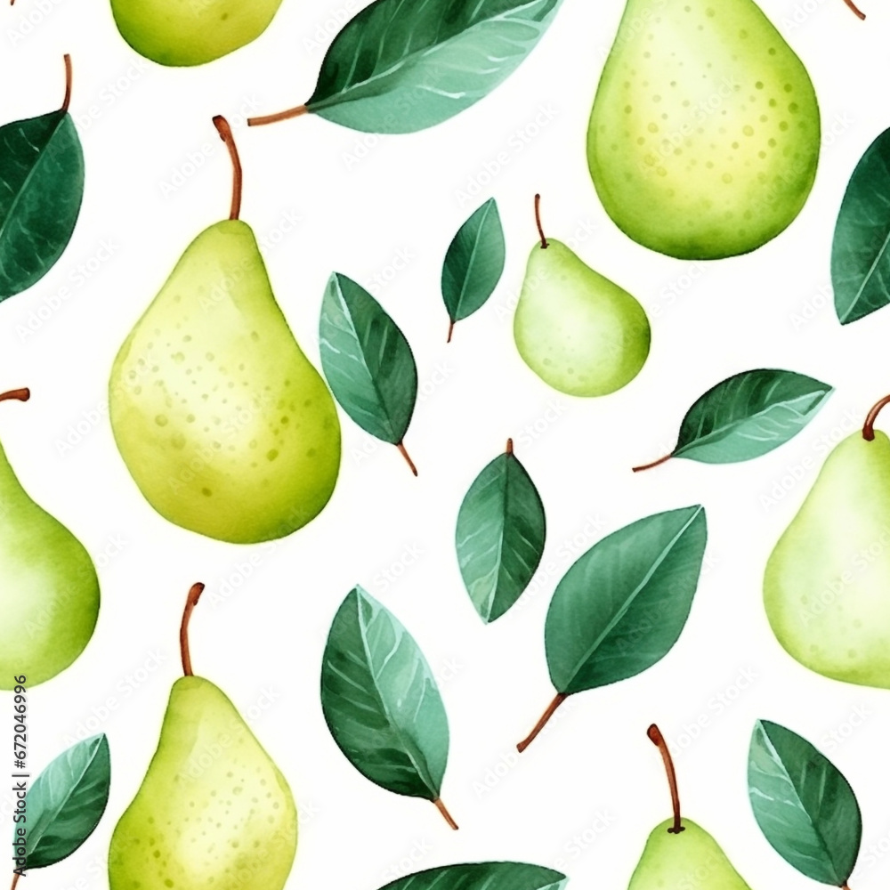 Watercolor Pear Seamless Pattern Beautiful Wallpaper Watercolor Pear Seamless Pattern Beautiful Wallpaper