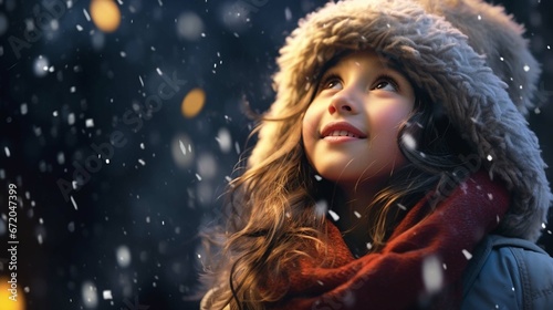Magic of a child s wonder as they catch snowflakes on their tongue during the first snowfall 