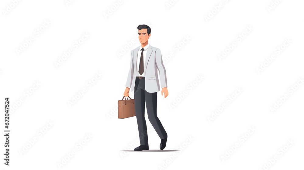 business man with suitcase in the style of cartoon animation on a white background business man with suitcase in the style of cartoon animation on a white background