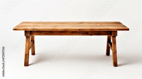 Wooden table on the white background 