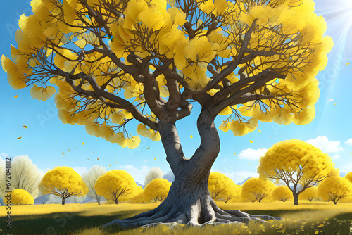 autumn tree with leaves. Generative AI.