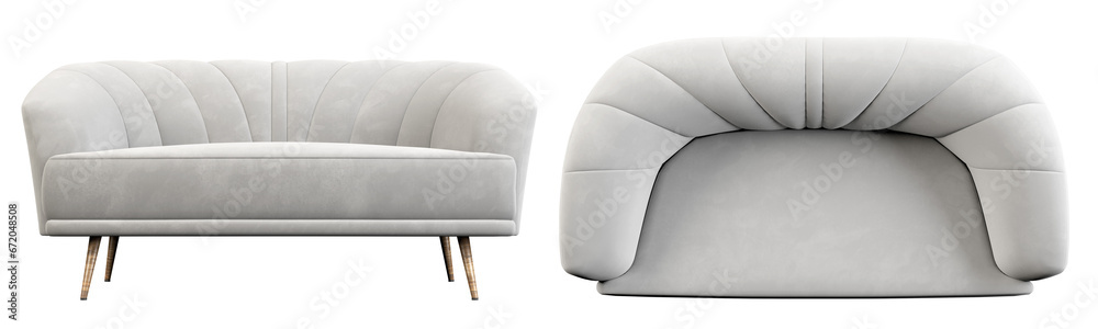Furniture cosy sofa decorate living room and top view cutout on transparent backgrounds 3d rendering png - obrazy, fototapety, plakaty 